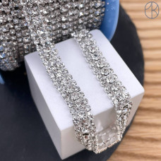 Стразовая лента №332, цвет серебро 8 мм