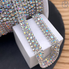 Стразовая лента №333, цвет серебро 8 мм