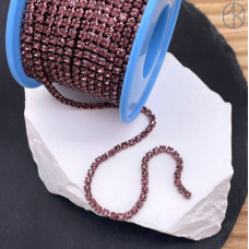 Стразовая лента №336, цвет темно-сиреневый 3 мм