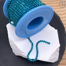 Стразовая лента №340, цвет бирюзовый 3 мм