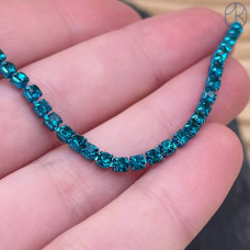 Стразовая лента №340, цвет бирюзовый 3 мм