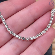 Стразовая лента №341, цвет серебро 3 мм