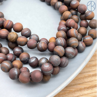 Тигровый глаз с включениями гематита матовый 10 мм