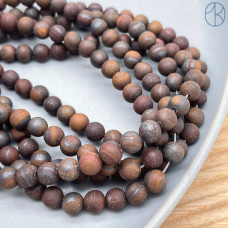 Тигровый глаз с включениями гематита матовый 6 мм