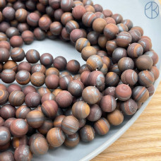 Тигровый глаз с включениями гематита матовый 8 мм