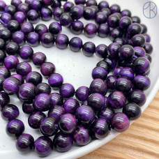 Тигровый глаз тонированный фиолетовый 12 мм