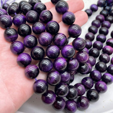 Тигровый глаз тонированный фиолетовый 12 мм