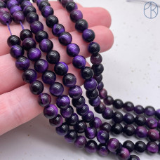 Тигровый глаз тонированный фиолетовый 6 мм