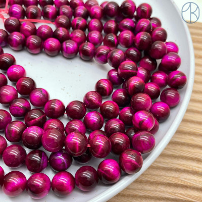 Тигровый глаз тонированный фуксия 12 мм