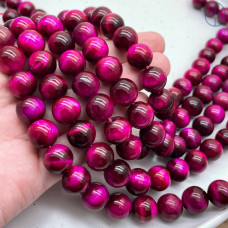 Тигровый глаз тонированный фуксия 12 мм