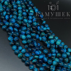 Тигровый глаз тонированный голубой 8 мм