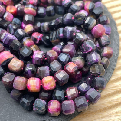 Тигровый глаз тонированный микс №1 куб огранка 9 мм