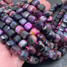 Тигровый глаз тонированный микс №1 куб огранка 9 мм