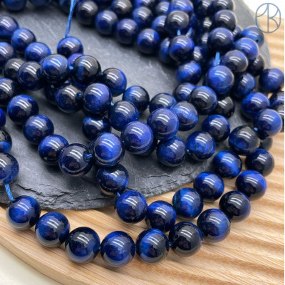 Тигровый глаз тонированный синий 12 мм