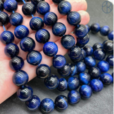 Тигровый глаз тонированный синий 12 мм