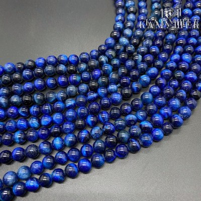 Тигровый глаз тонированный синий 6 мм