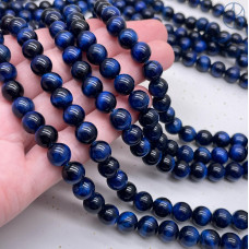 Тигровый глаз тонированный синий 8 мм