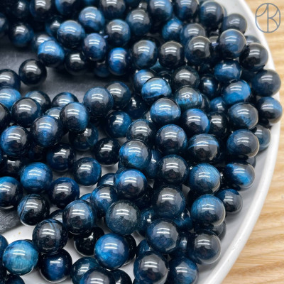 Тигровый глаз тонированный темно-синий №1 10 мм