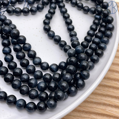 Тигровый глаз тонированный темно-синий 8 мм