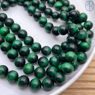 Тигровый глаз тонированный зеленый 12 мм