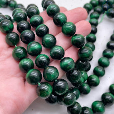 Тигровый глаз тонированный зеленый 12 мм