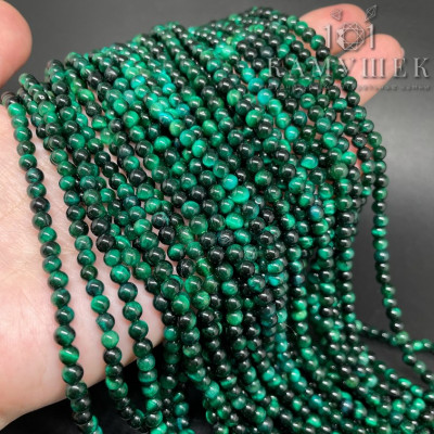 Тигровый глаз тонированный зеленый 4 мм