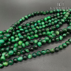 Тигровый глаз тонированный зеленый 6 мм