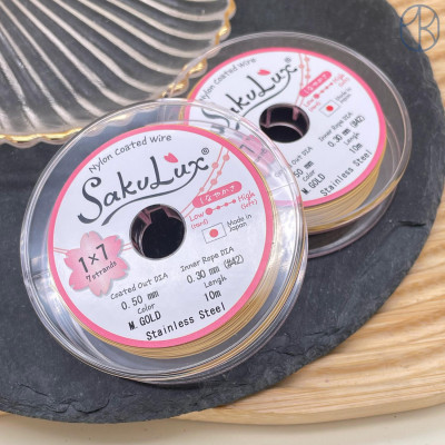 Тросик ювелирный SakuLux (Flexy7) 1*7 струн Золото 0,5 мм 10м