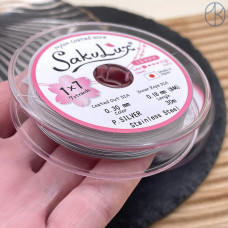 Тросик ювелирный SakuLux (Flexy7) 1x7 струн Светлое Серебро 0,3мм 30 м 