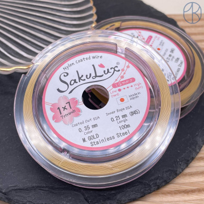 Тросик ювелирный SakuLux (Flexy7) 1x7 струн Золото 0,35мм 100м