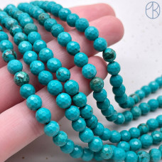 Турквенит зеленый (магнезит) мелкая огранка 6 мм (128 граней)