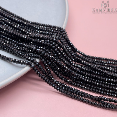 Турмалин черный (Шерл) микроогранка рондели 2х2,5 мм