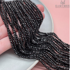 Турмалин черный (Шерл) микроогранка рондели 2х2,5 мм