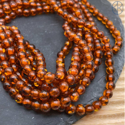Янтарь шар коричневый №3 6 мм