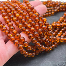 Янтарь шар коричневый №3 6 мм
