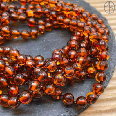 Янтарь шар коричневый №3 8 мм