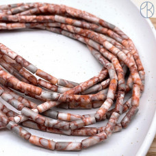 Яшма зебра красная трубочки 13х4 мм