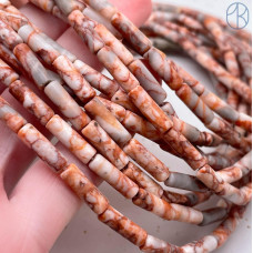 Яшма зебра красная трубочки 13х4 мм