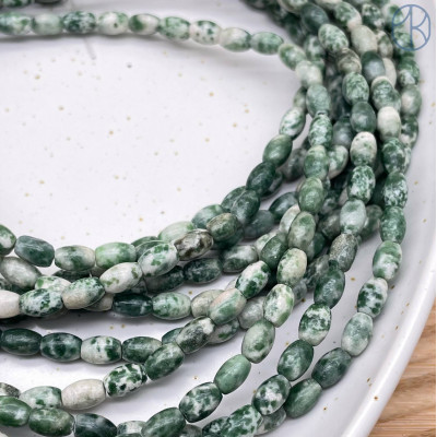 Яшма зеленая пятнистая рис 4х6 мм