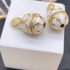 Яйцо Фаберже белая эмаль, цвет золото 17х12 мм