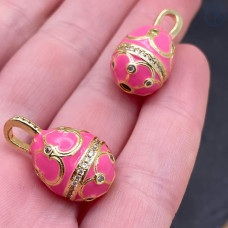 Яйцо Фаберже темно-розовая эмаль, цвет золото 17х12 мм