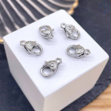 Замок циркон, цвет серебро 10 мм 