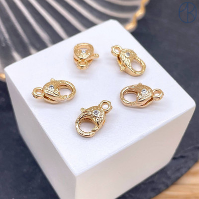 Замок циркон, цвет золото 10 мм 