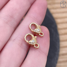 Замок циркон, цвет золото 10 мм 