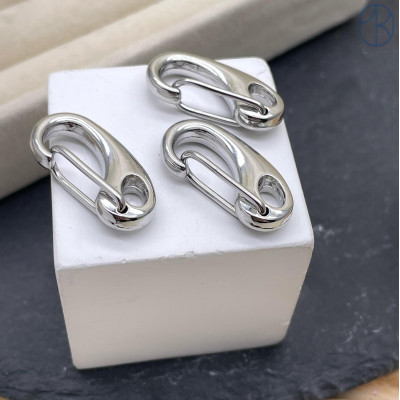 Замок карабин, цвет серебро 25х12