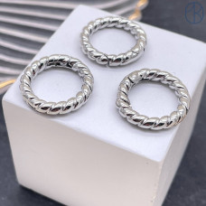 Замок карабин круг, цвет серебро 18 мм 