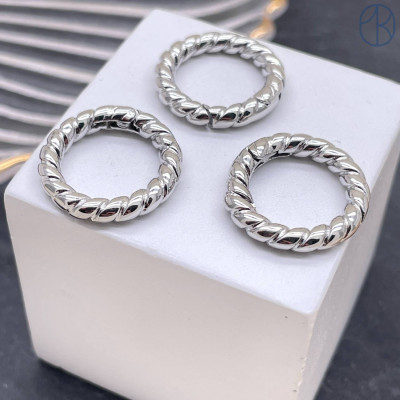 Замок карабин круг, цвет серебро 18 мм 