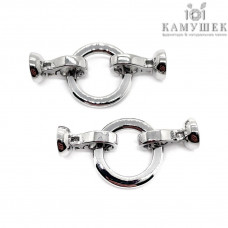 Замок карабин круг, цвет серебро 35х17 мм 