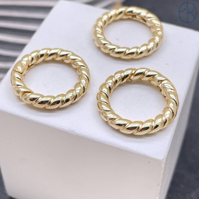 Замок карабин круг, цвет золото 18 мм 