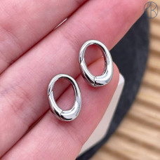 Замок карабин овал, цвет серебро 12 мм